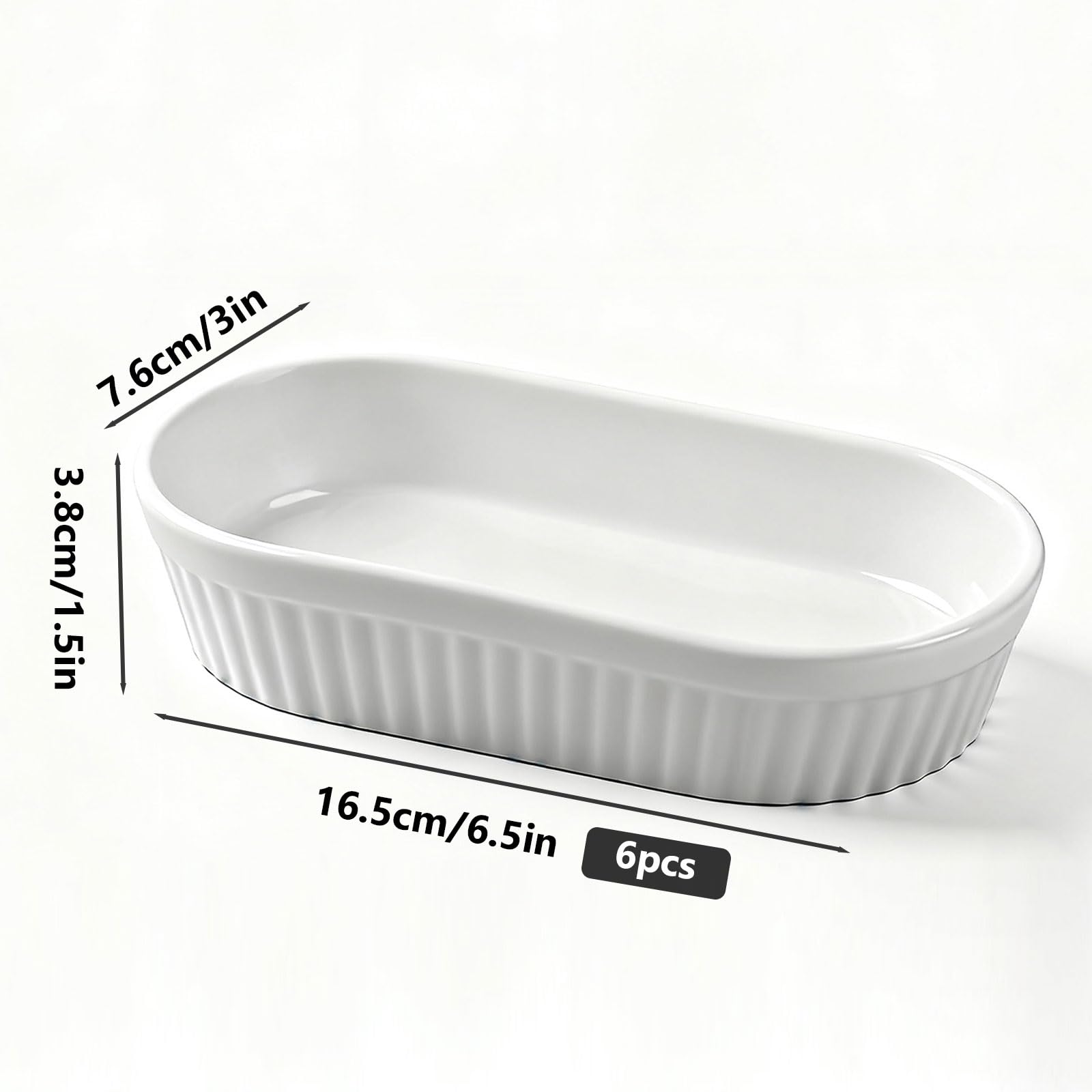 Ciotoline per crème brûlée, 6x forma per sformati in ceramica piccola, 16 * 8 * 3 cm, ciotole per soufflé per dessert, muffin, paste, mini forma per sformati per forno, microonde