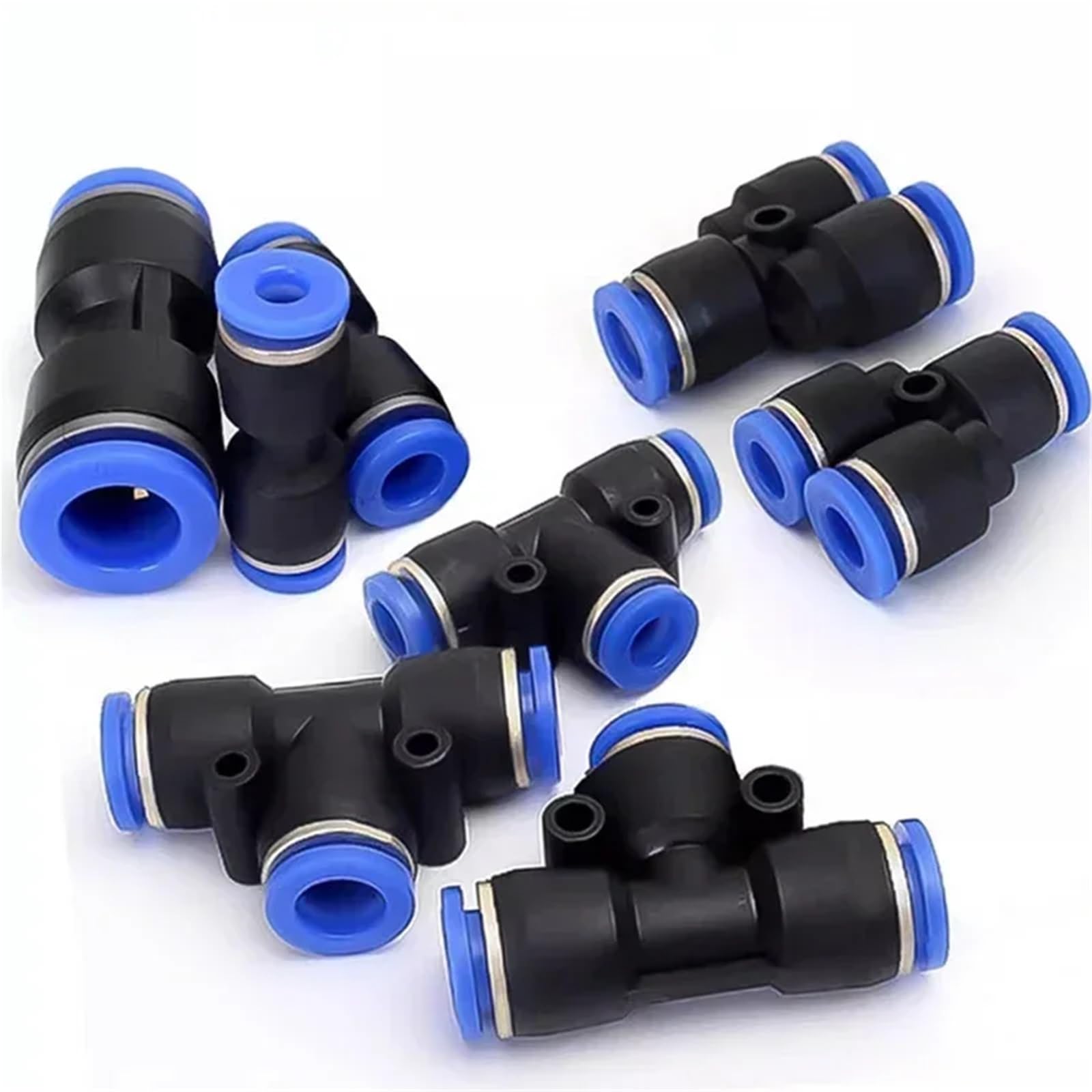 Sportansaugung 50/200 Stück PE-Pneumatikverschraubungen 4/6/8/10/12/14/16 mm T-Stück mit 3-Wege-Kunststoff-Schlauchverbinder(PE-4,200Pcs)