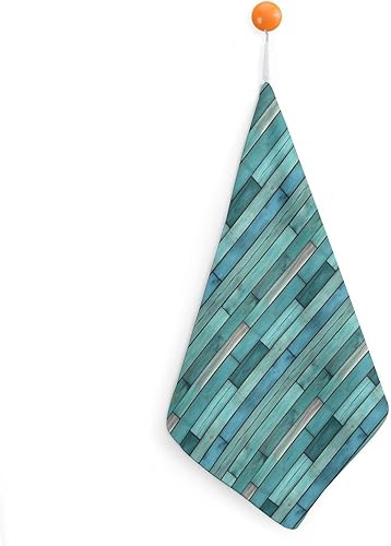 Decorative Hand Towels for Bathroom - Retro Cyan Wood Grain Print Soft Absorbent Small Bath Hand Towels for Kitchen, Farmhouse, Spa, Hotel, Guest