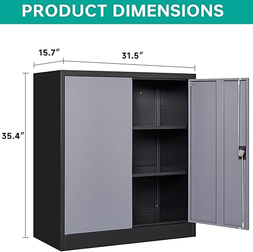 Miniatura 10 de SISESOL Armario de almacenamiento de metal blanco con ruedas y cajón, armario de garaje con puertas de bloqueo y estantes ajustables, armarios de