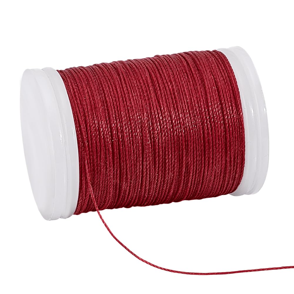 PH PandaHall 0.5mm Waxed Cord, 130 Yards Waxed Beading String Polyester Threads Wax Cord Twine Beading Cords for DIY Bracelet Necklaces Dreamcatcher Jewellery Macrame Sewing Project (Red)