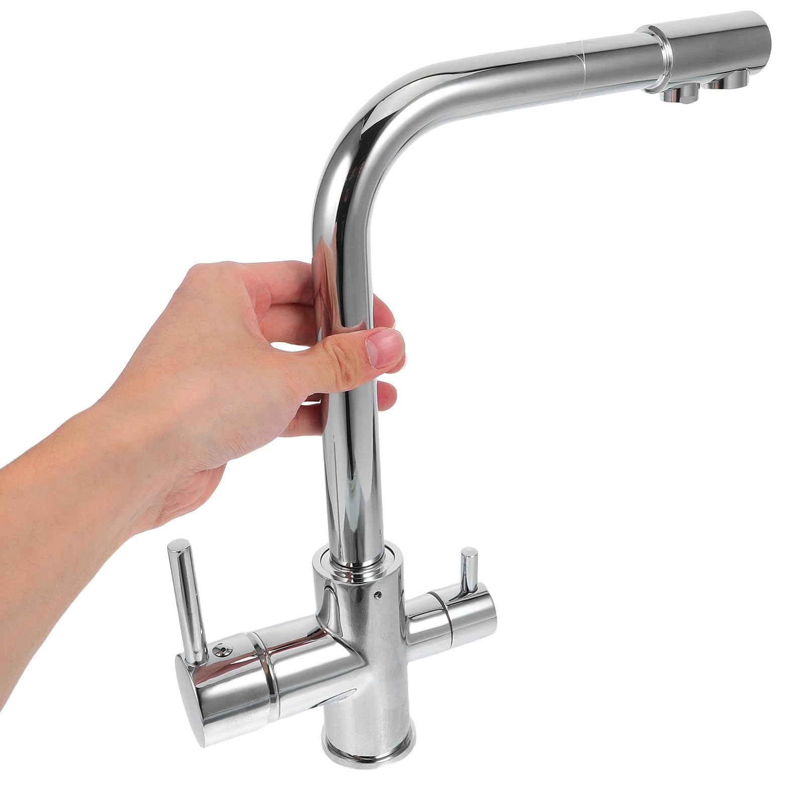 Grifo Mezclador de Cocina con Caño Giratorio y Dos Manijas