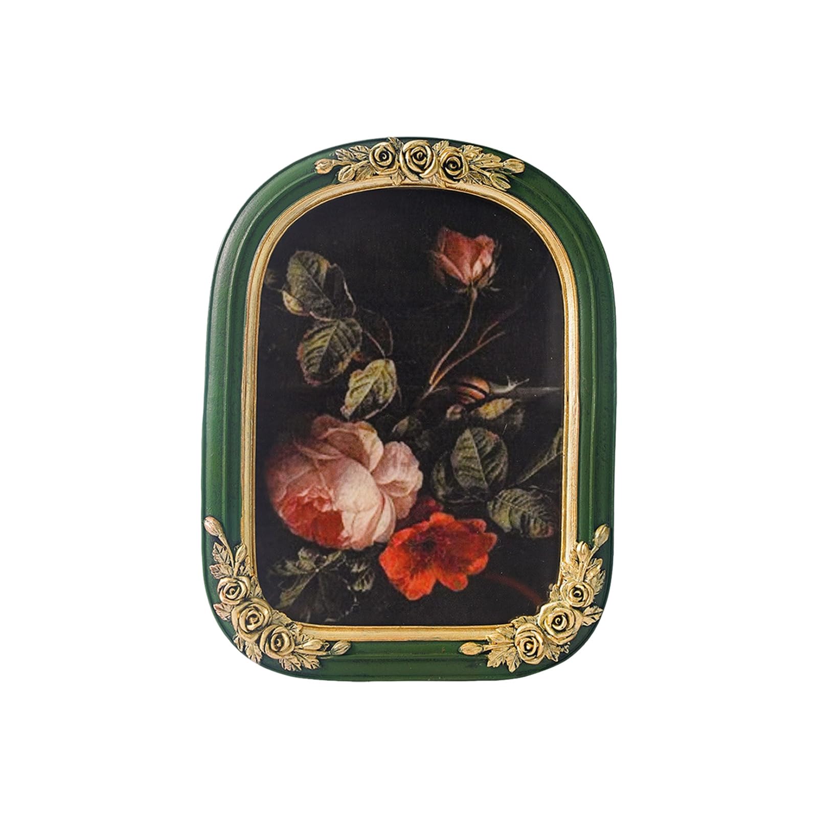 APGLSXY Antique Resin Art Arched Photo Frame with Intricate Carving Florals Pattern Wall Mounting or Tabletop for Home Aesthetic Ornate Tabletop Photo Frame