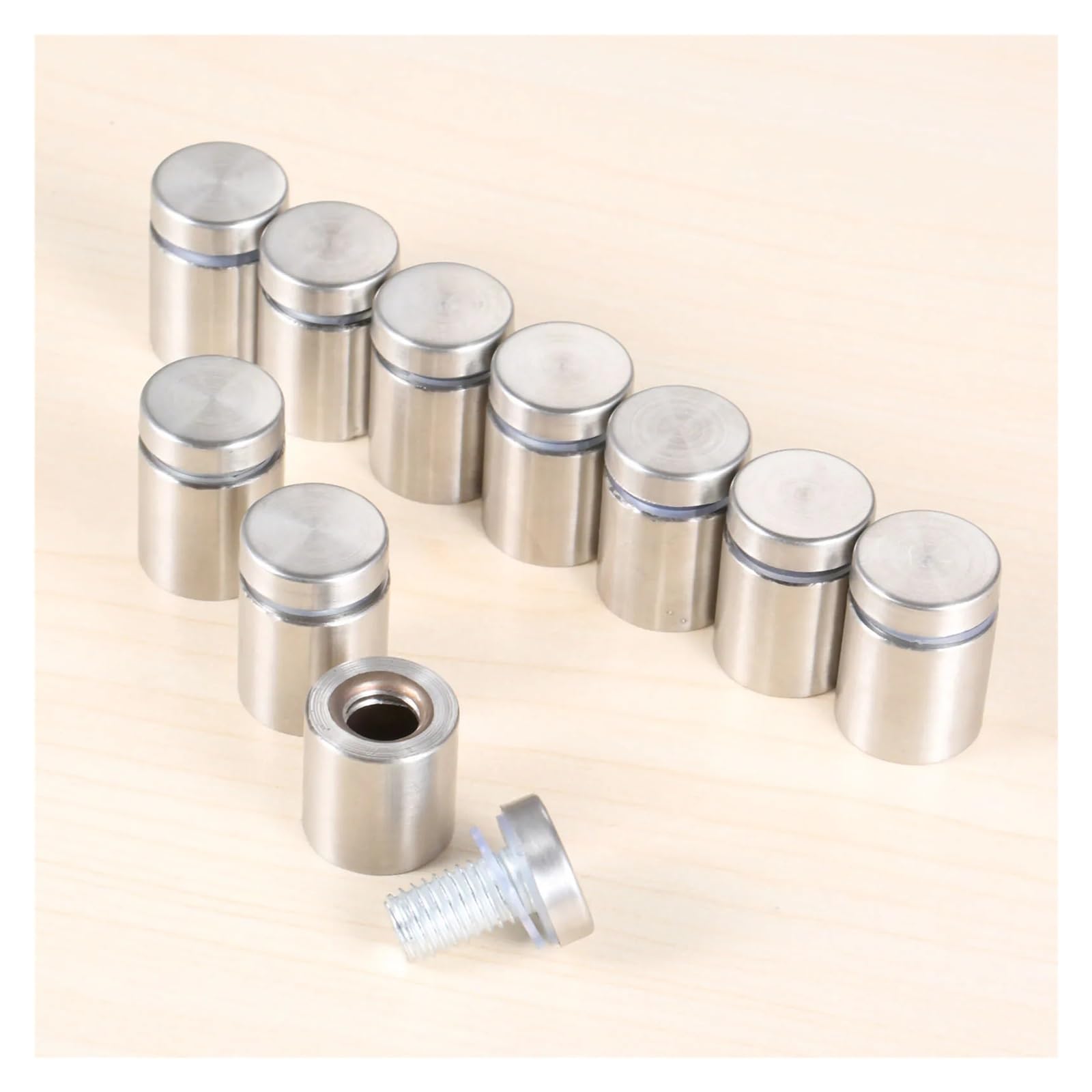 Fijaciones para separadores， 20 piezas de fijaciones de separación, tornillos de acero inoxidable for carteles publicitarios, soportes for pernos, clavos publicitarios, tornillos de montaje de 19 x 25
