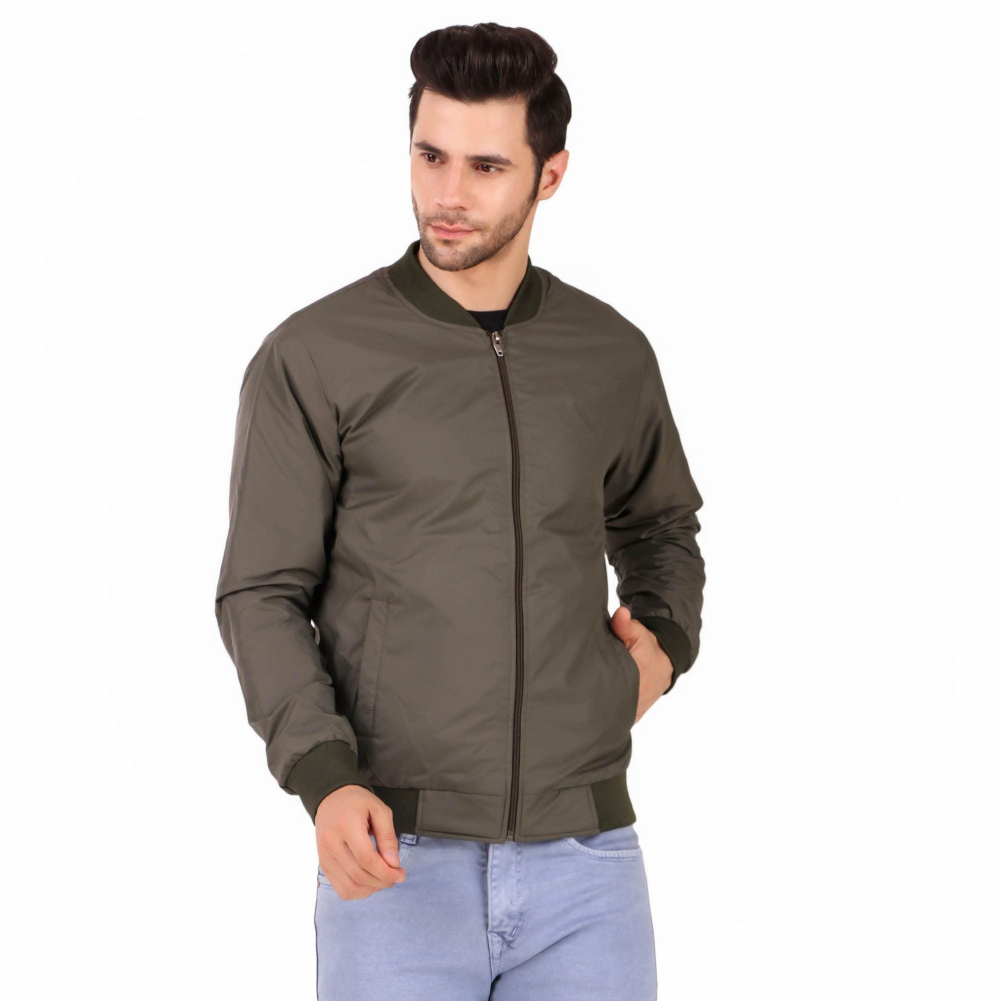 Leather RetailMens Solid Polyester Winter Jacket