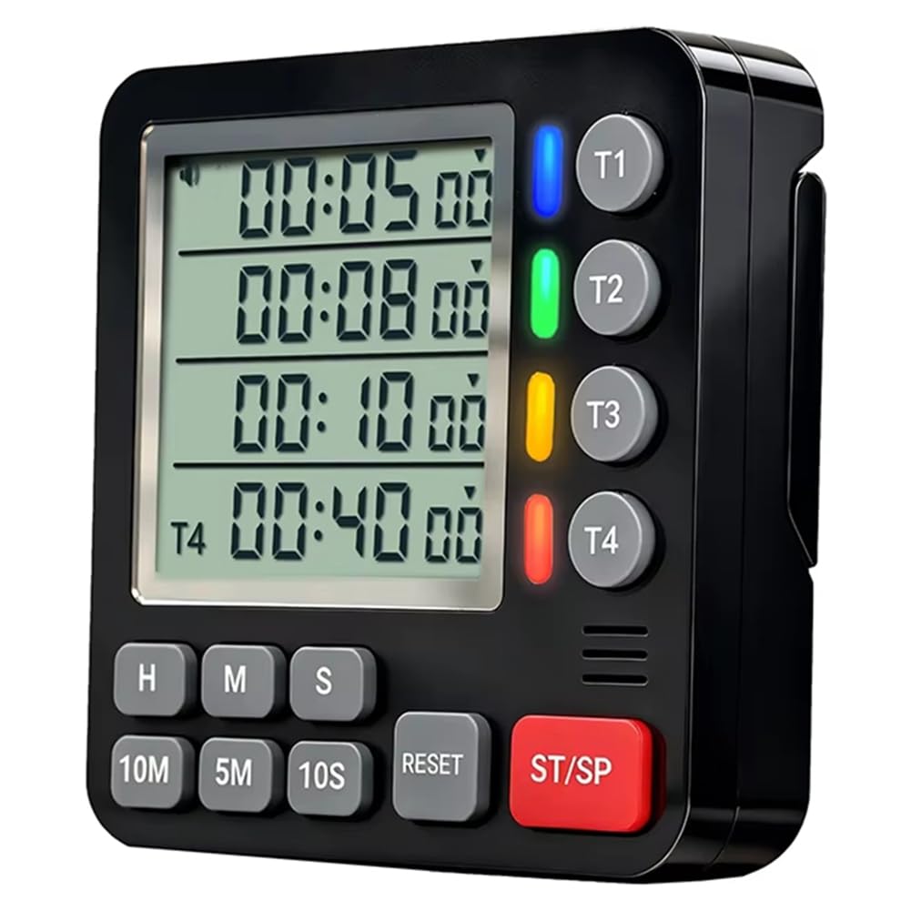 Temporizador digital para cocina y estudio con cuenta regresiva de 4 tiempos y alarma
