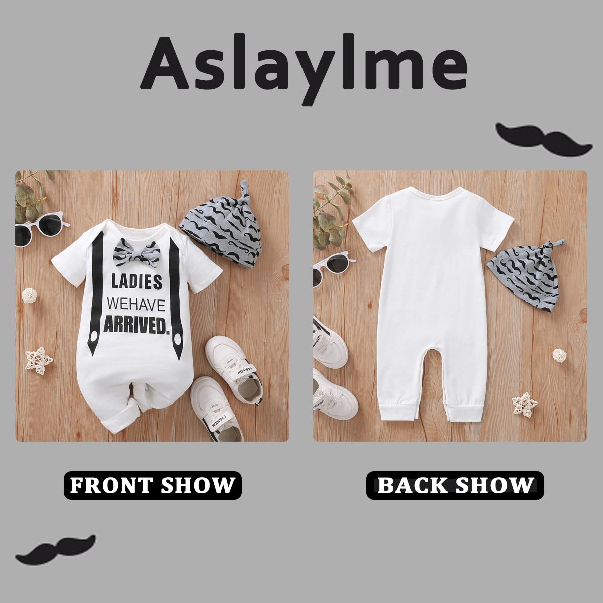 Aslaylme Baby Boy Matching Outfit Newborn Boy Twins Bodysuit Ladies We Have Arrived Romper (White,0-3 Months)