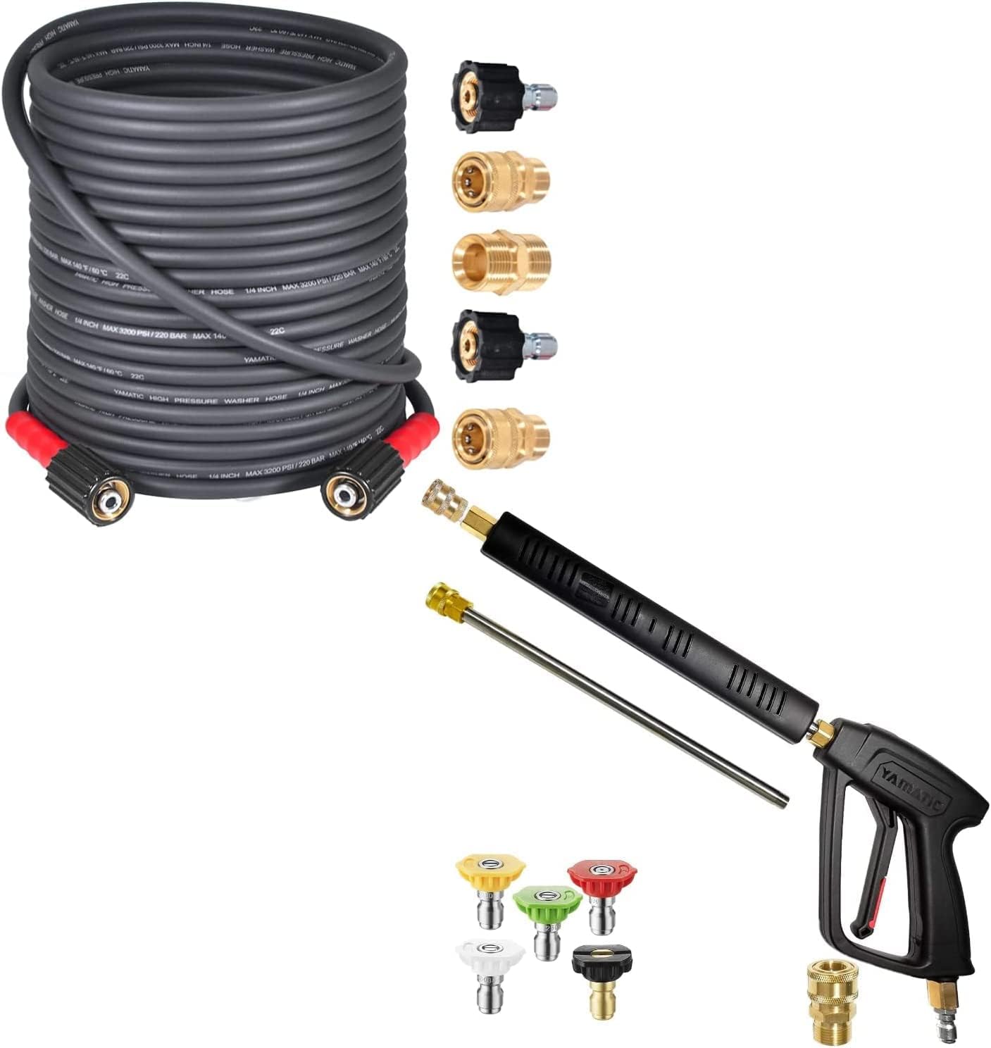 YAMATIC Pressure Washer Gun & Hose Kit, Super Flex 3200 PSI
