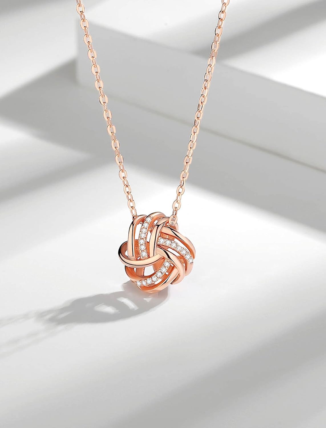 INFUSEU Sterling Silver Love Knot Earrings Necklaces for Women Girls, Romantic Love Forever Gifts for Girlfriend/Wife/Daughter