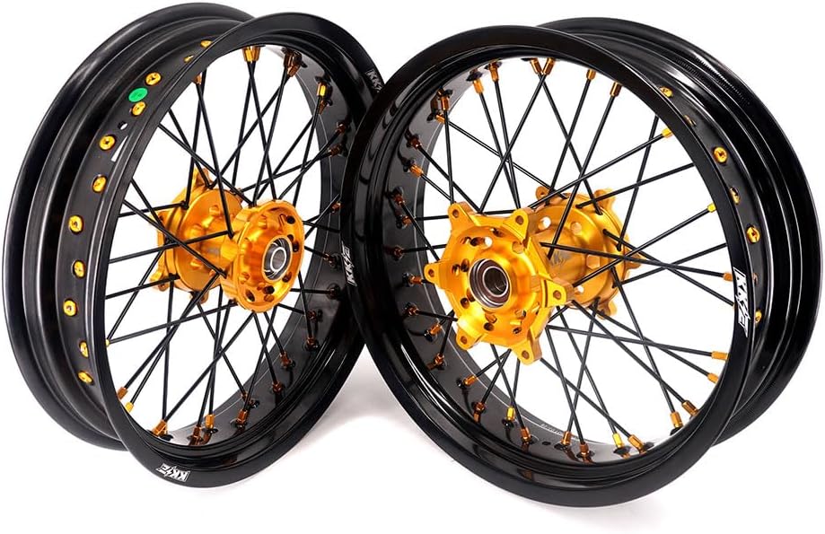 KKE 3.5 * 17 & 4.25 * 17 Supermoto Dirtbike Motorcycle Spoke Wheels Rims Compatible with SUZUKI RM125 1996-2007 RM250 1996-2008