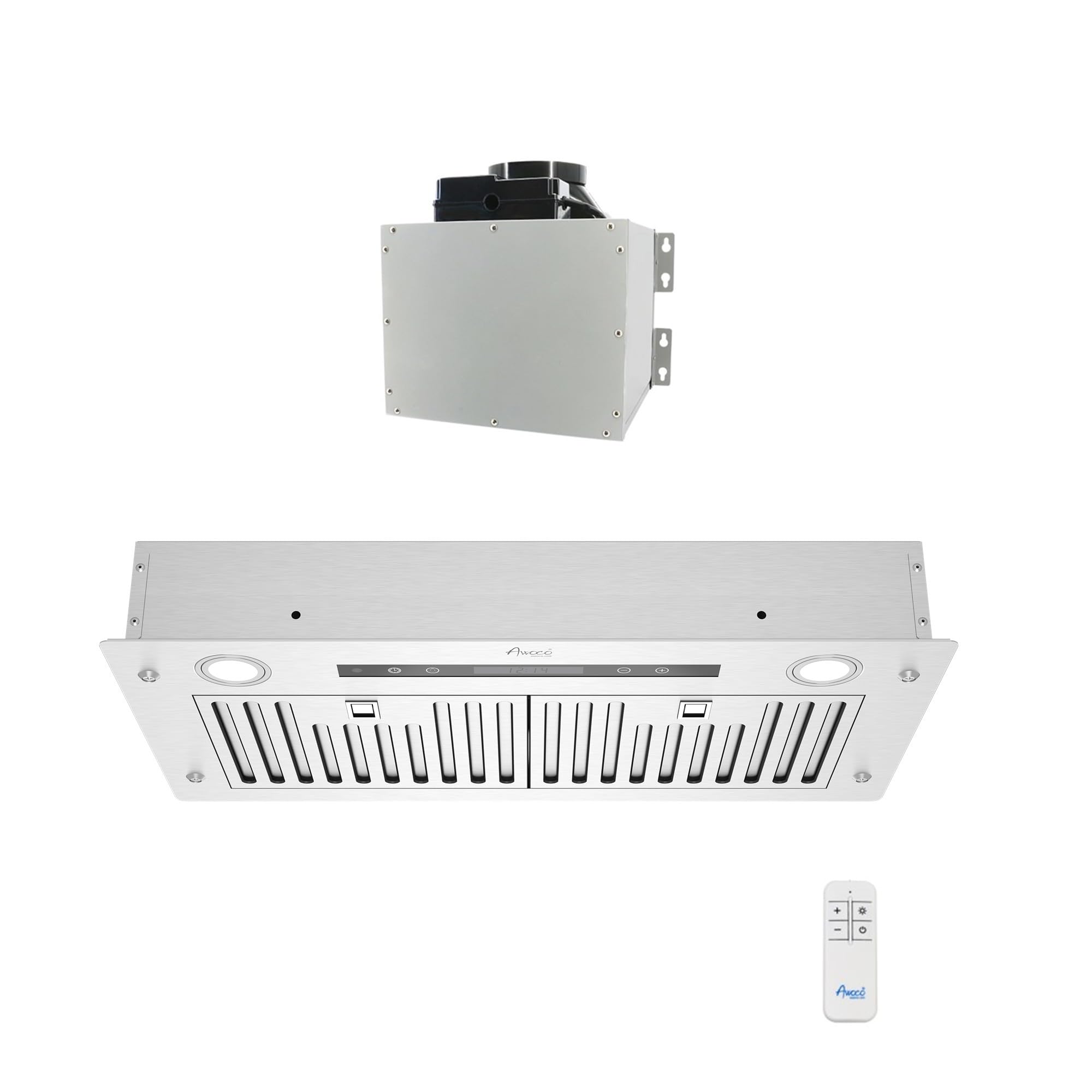 Awoco 14-1/2&rdquo;D Super Quiet Split Insert Ceiling Mount Stainless Steel Range Hood