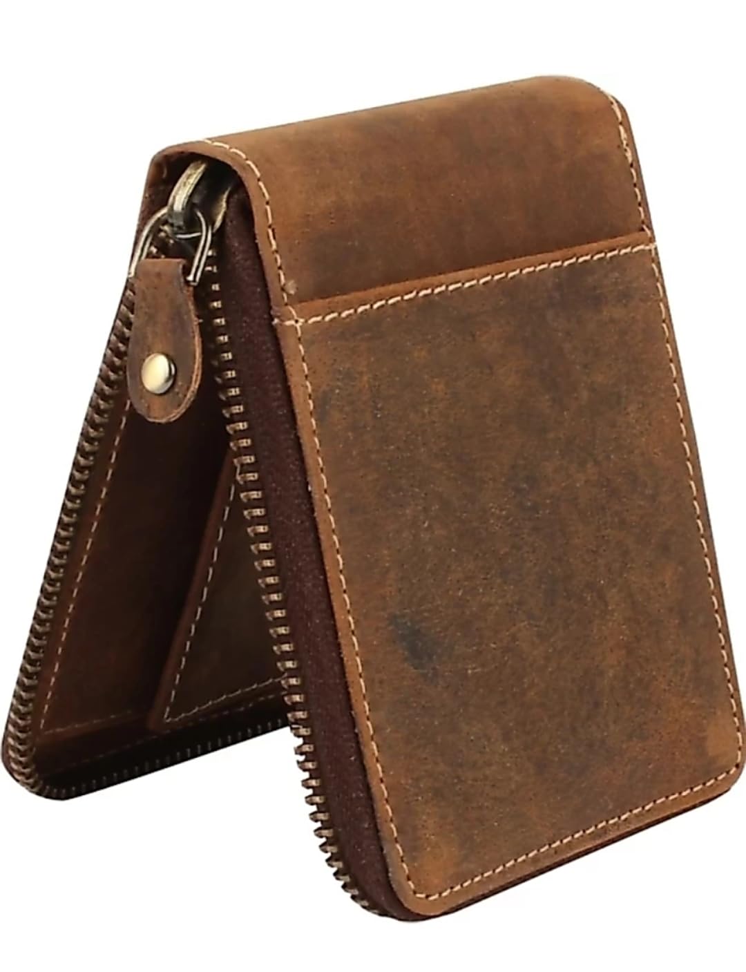 KM Men Genuine Stone Leahter Wallet with RFID Protected Technology Full Zip Coin + Card Purs-image-25