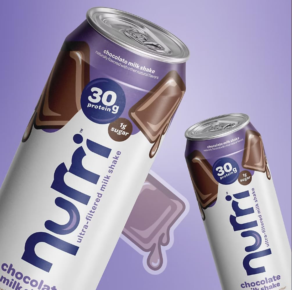 Nurri Protein Milk Shake – Chocolate Flavor, 30g Protein, 1g Sugar, 150 Calories, 10 Vitamins & Minerals, 11 fl oz Ready-to-Drink Shakes, 15 Pack