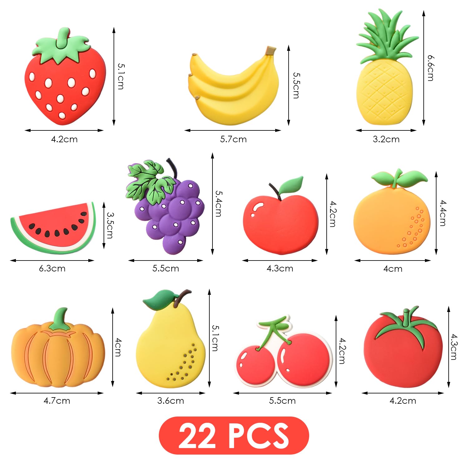 GDFHBD 22 Pieces Of Cute Fruit Magnets, Cartoon Fruit Refrigerator Stickers, Creative Magnet Board Magnets - Image 2