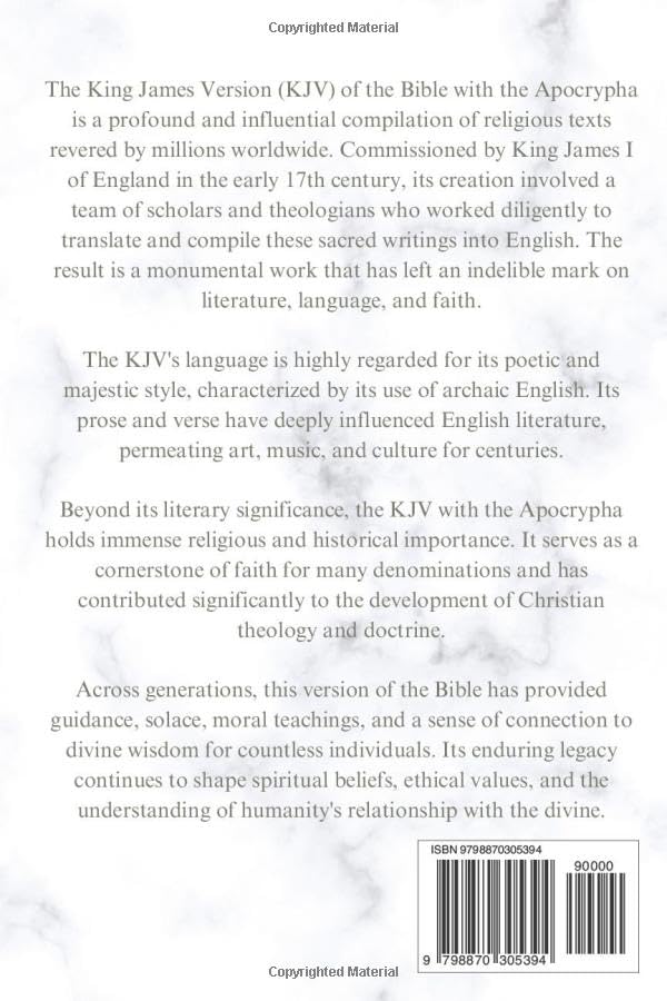 The Holy Bible King James Version with Apocrypha: (Old Testament + Apocrypha + New Testament), KJV, 1611 Original Edition, 6X9 - Image 2