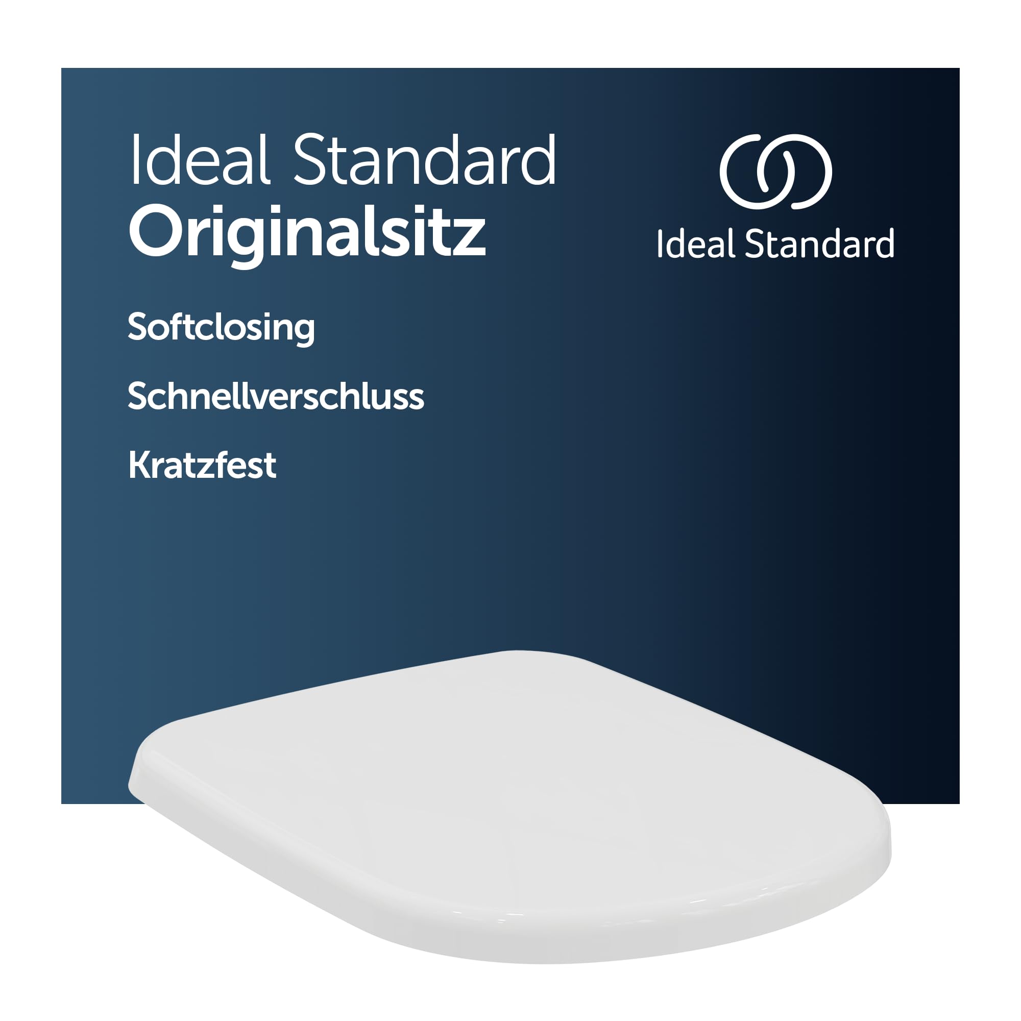 Ideal Standard Eurovit WC-Sitz mit Softclose, Wrapover – Weiß (Alpin) | Abnehmbarer WC-Sitz mit Absenkautomatik (Softclose) und robusten Edelstahl-Scharniere, T679301