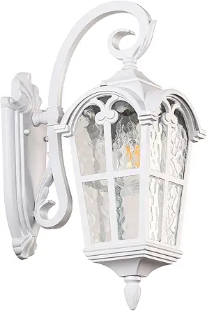 Outdoor Wall Lights for Porch, Patio, Yard - 17.1'' H White Exterior Wall Lighting Fixtures, Waterproof & Anti-Rust Outside House Light Wall Mount Lantern Sconce