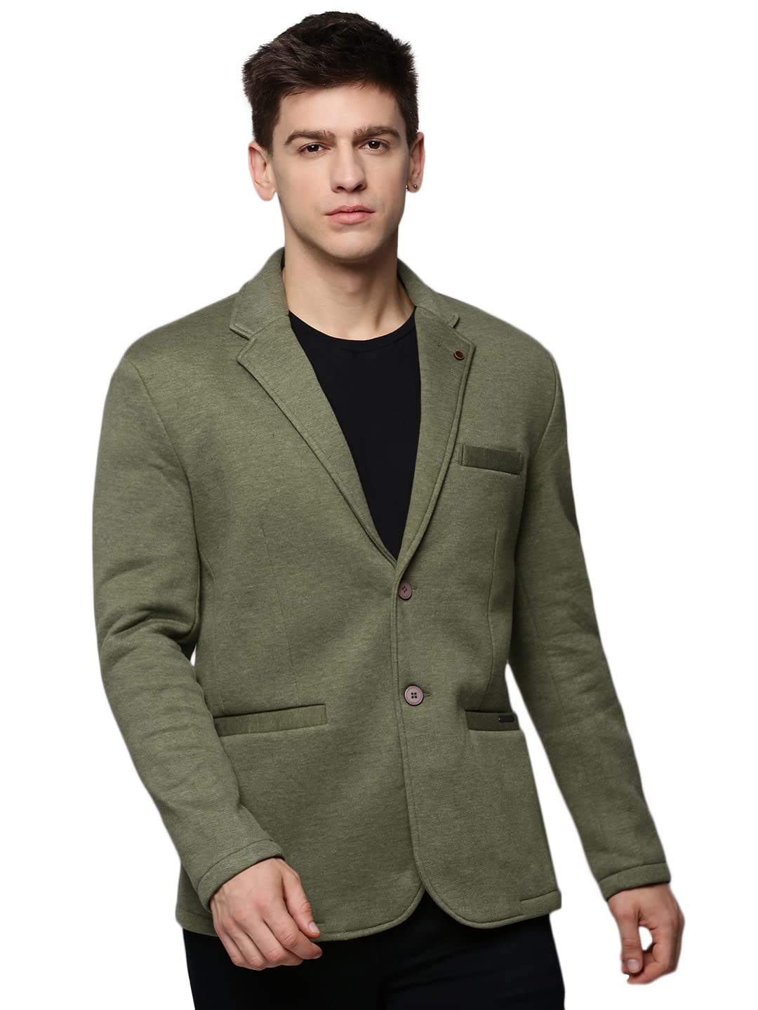 showoffff Men's Notched Lapel Green Solid Blazer-AR-023_Green-picture-23