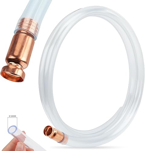 HORUSDY Sifón de gasolina mecánico diésel de 10 pies, bomba de sifón súper fácil multiuso, válvula de 3/4 pulgadas, tubo de grado virgen seguro