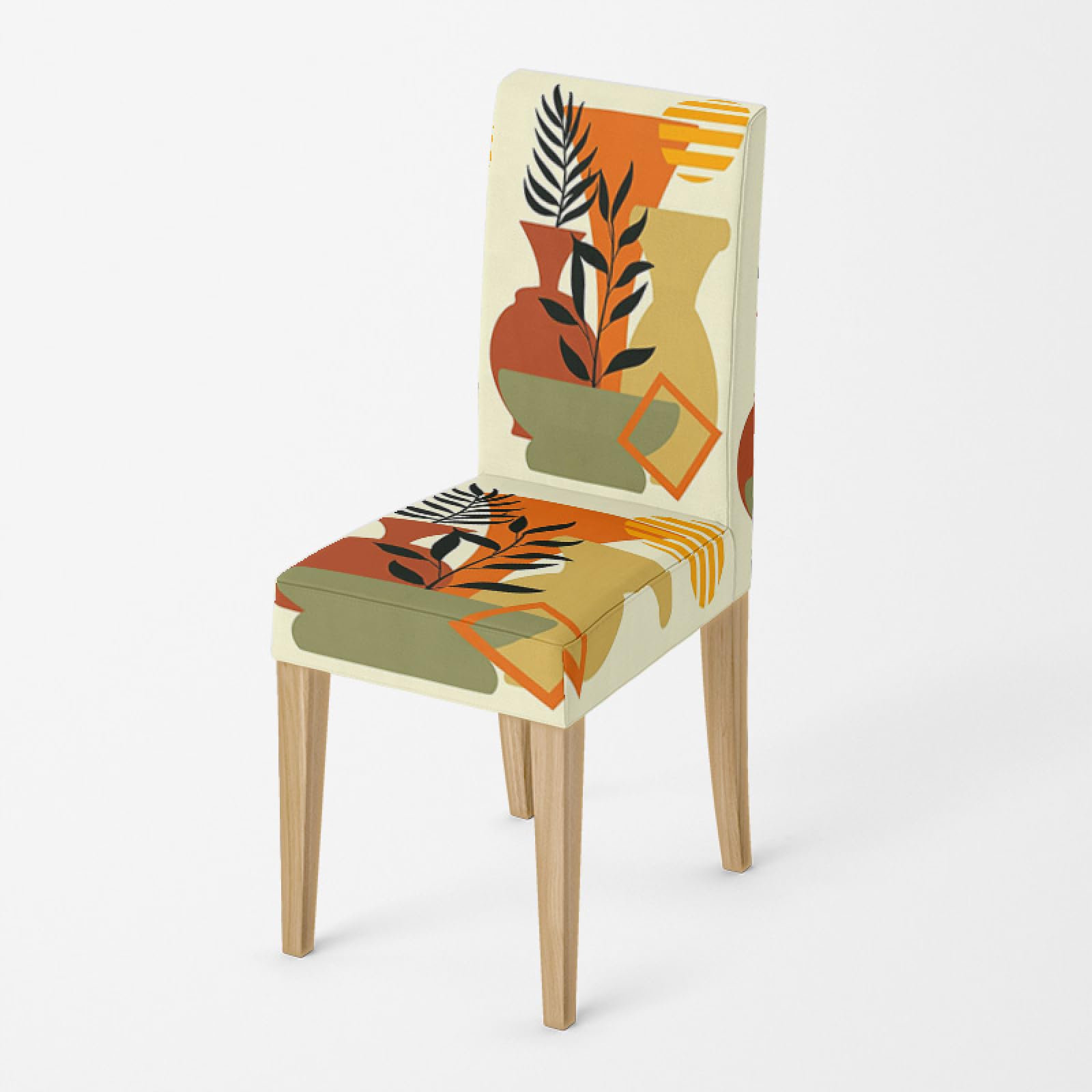 Coprisedie con Schienale 6 Pezzi ElasticizzatoGiallo Arancione Estraibile Lavabile Elastica Coprisedie con Schienale, Resistente e Facile da Pulire, per Sala da Pranzo, Hotel, Ristorante, Banchetti