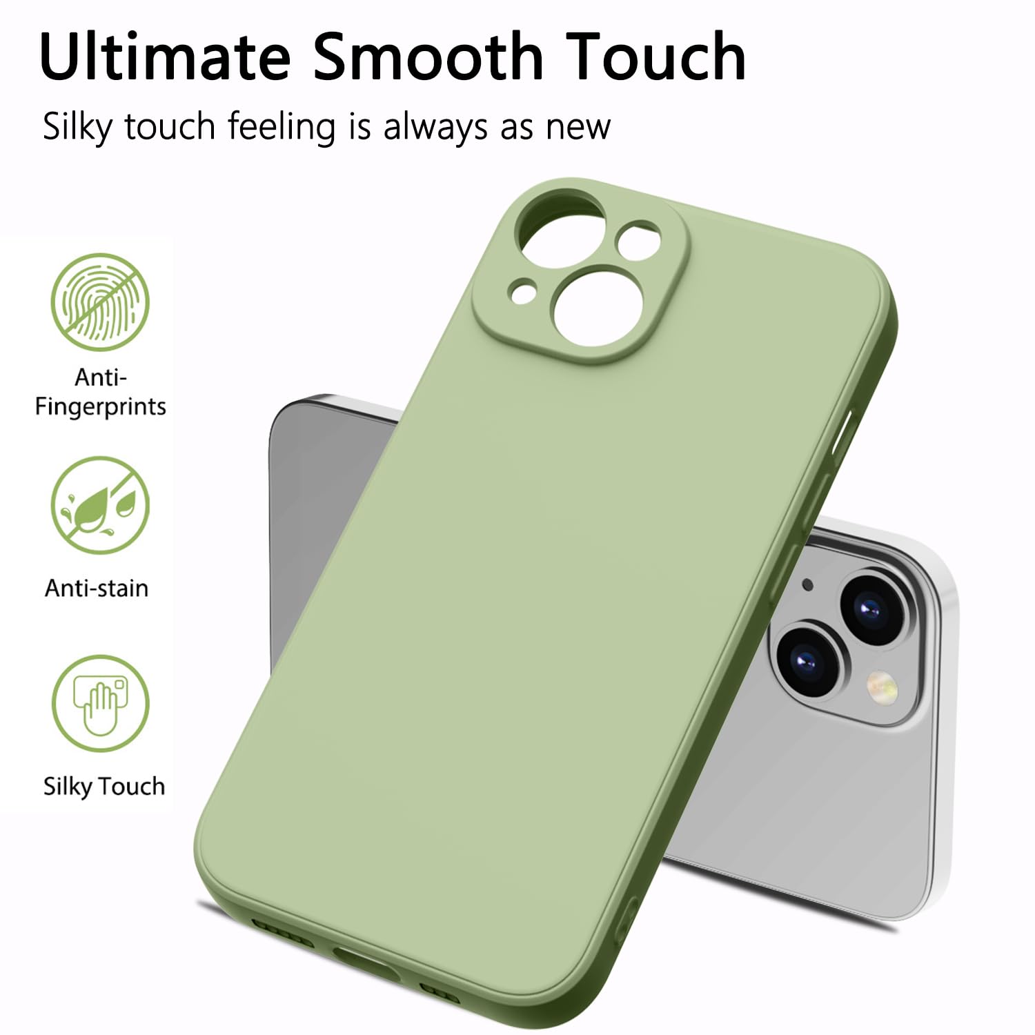 GOODVISH 3 in 1 Cover in Silicone per iPhone 14 6,1'' (2022), con 2 Pezzi di Pellicola Protettiva, Custodia per Cellulare Ultra Sottile Antiurto