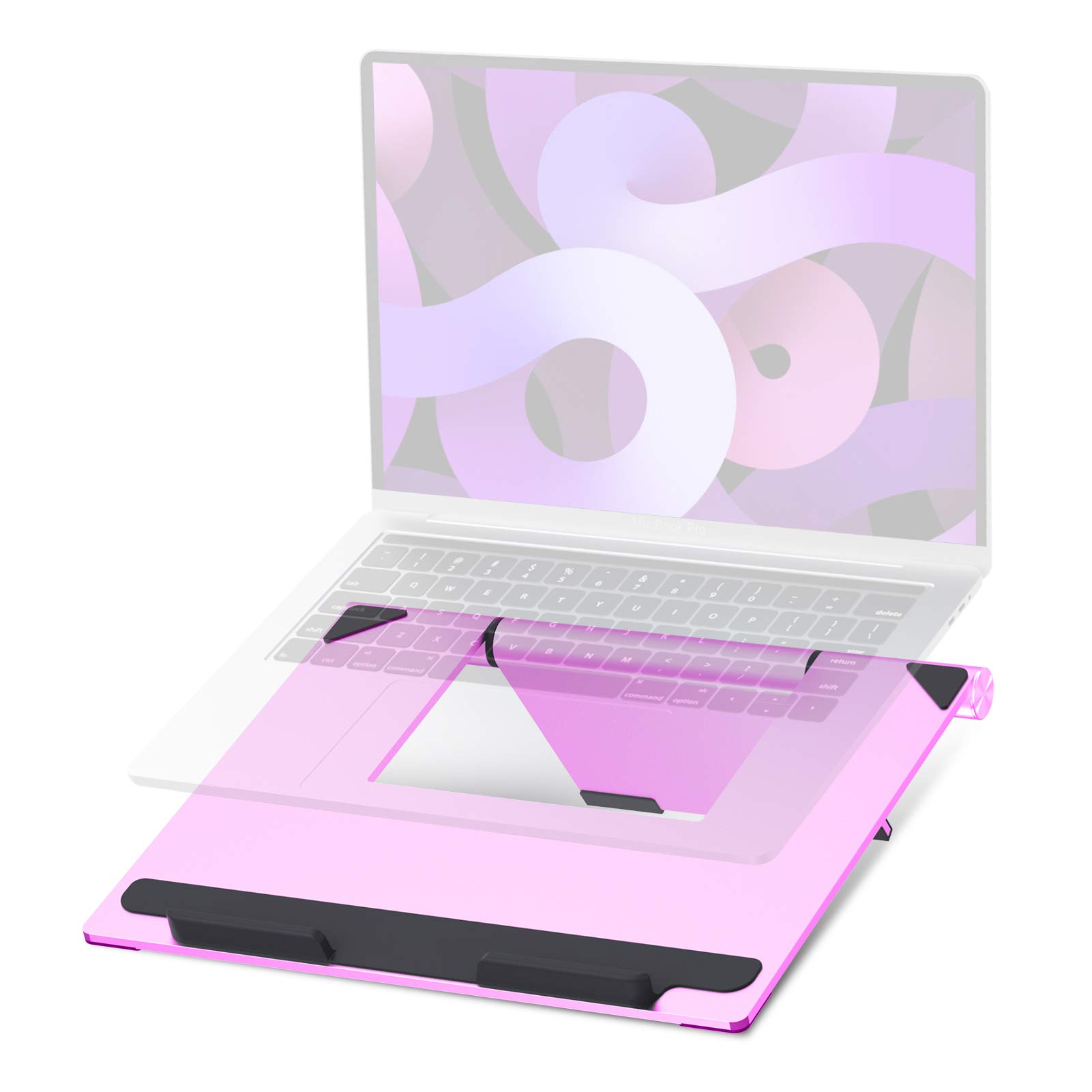 Sunger Mike Laptop Stand Protable Aluminum Computer Riser Foldable Laptop Stand Adjustable Cooing Holder for MacBook Air Pro, Dell, HP, Lenovo from 10-17.5’ Laptops (Rose Red)