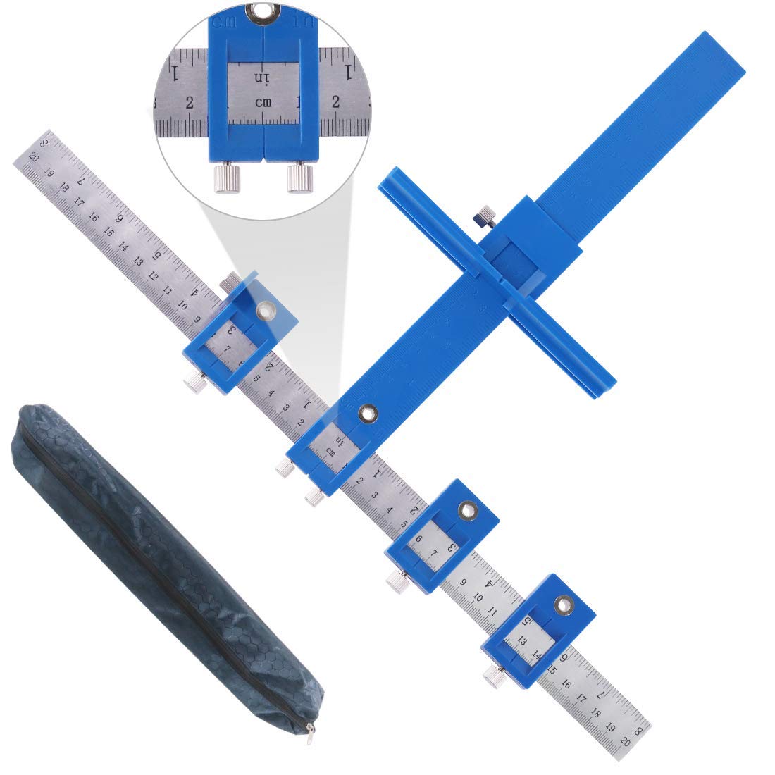 Cabinet Hardware Jig Tool - Adjustable Punch Locator Drill Template Guide, Wood Drilling Dowelling Guide for Installation of Handles Knobs on Doors and Drawer