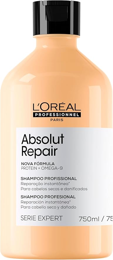 L'Oréal Professionnel Absolut Repair, Shampoo Profissional com Proteína de Trigo e Ômega 9, Ação Reparadora para Cabelos Secos e Danificados, 750ml Menor preço em L'Oréal Professionnel Absolut Repair, Shampoo Profissional com Proteína de Trigo e Ômega 9, Ação Reparadora para Cabelos Secos e Danificados, 750ml