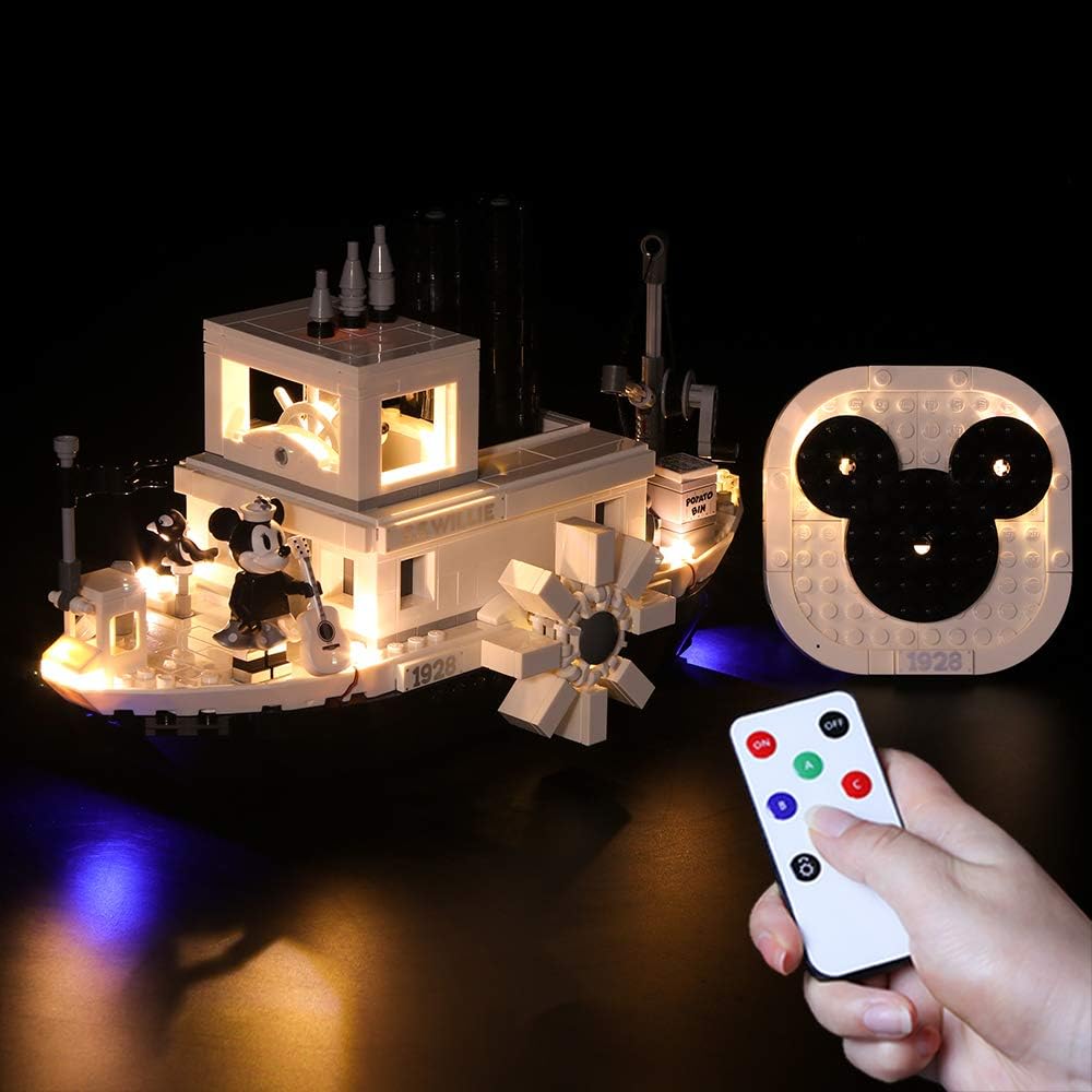 VONADO LED Light Set for Lego Ideas 21317 Disney Steamboat Willie Building Kit, Lighting Device for Willie Shipbuilding Block Model, Displayable Model Steamboat and Creative DIY Project(Lights Only)