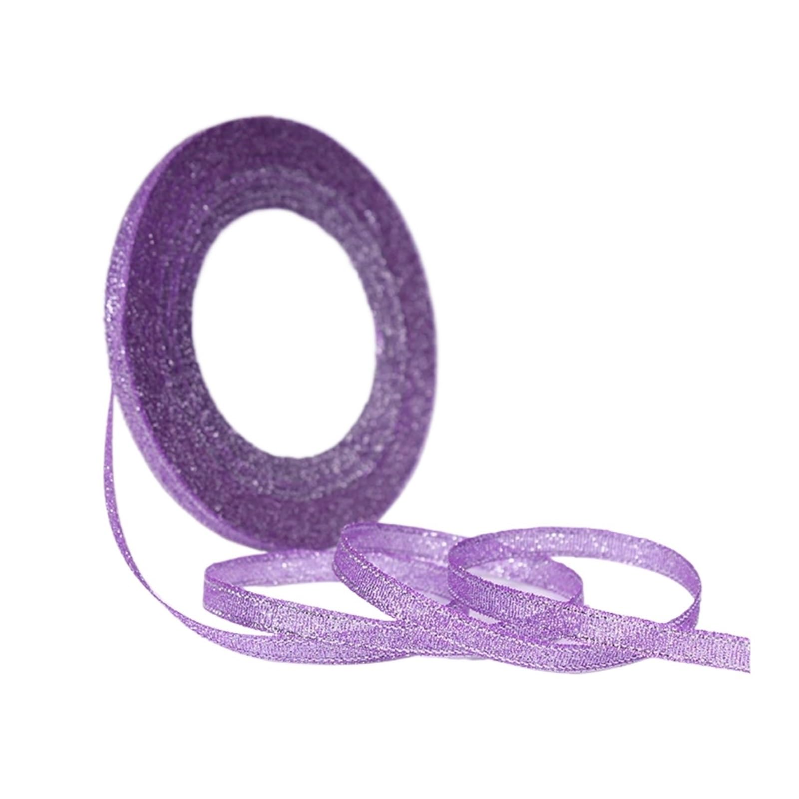 Band, Bänder für Verpacken von Geschenken, Kuchenverpackungsband, mehrfarbig, 6 mm Breite, 4er-Packung, 25-Yard-Rollen(Purple)