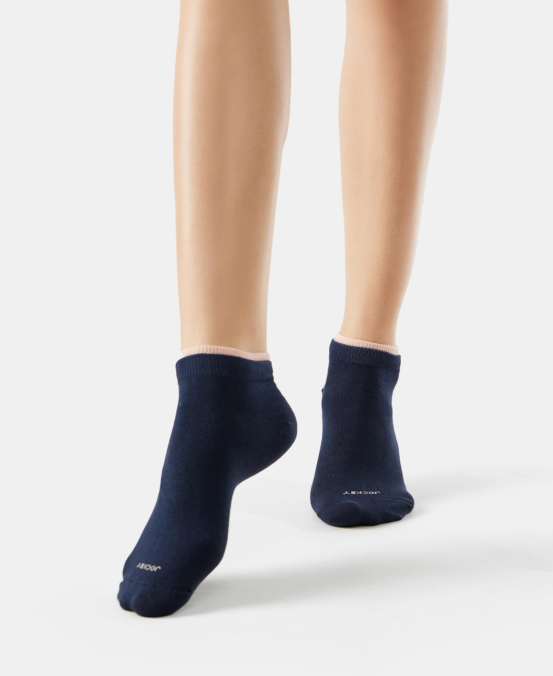 Jockey 7491 Women's Compact Cotton Stretch Solid Regular Low Show Socks With Stay Fresh Treatment (Pack Of 2)_Rose Smoke & Navy_Free Size - Image 8 thumbnail