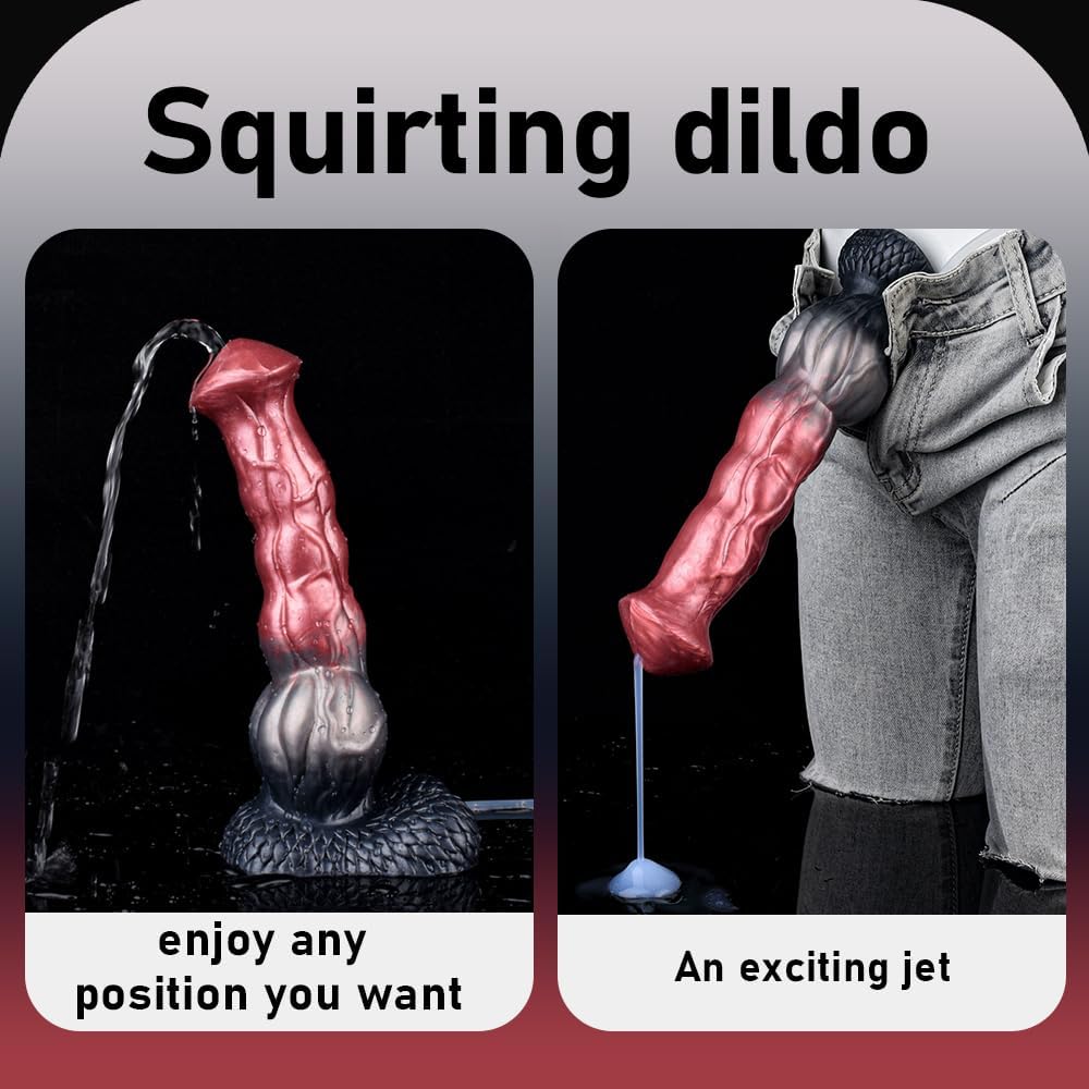 Squirting Dildos Horse Dildo, 9.37'' Silicone Anal Butt Plug Sex Toys with Suction Cups Anal Pump for Men and Women Couple