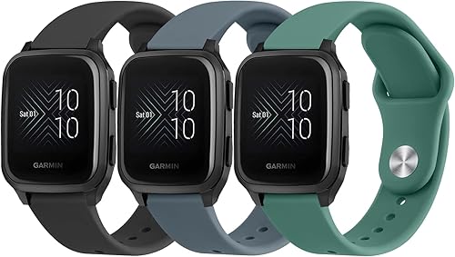 Wanme Bandas para Garmin Venu 2 Plus  Venu Sq  Venu  Vivoactive 3 Correa de reloj para mujeres y hombres, paquete de 3 correas deportivas de