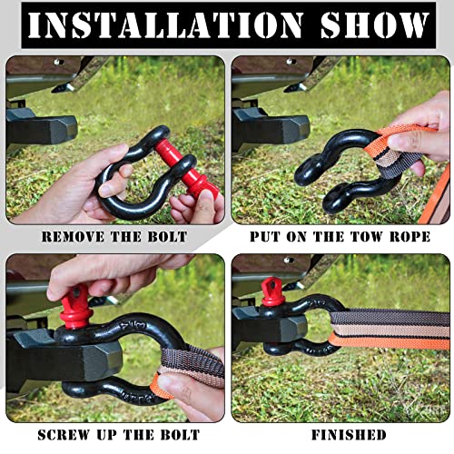 Jamiikury Shackles 5/8" D Ring Shackle 19.5 Ton (42,990 Lbs) Maximum Break Strength With 3/4" Pin For Tow Strap Winch Off Road Vehicle Recovery (2 Pack) #TOP4