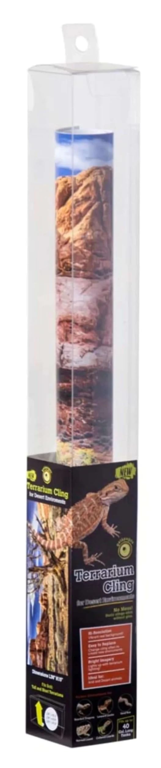 Desert Terrarium Cling Galapagos pour habitat de 125 litres décor multicolore