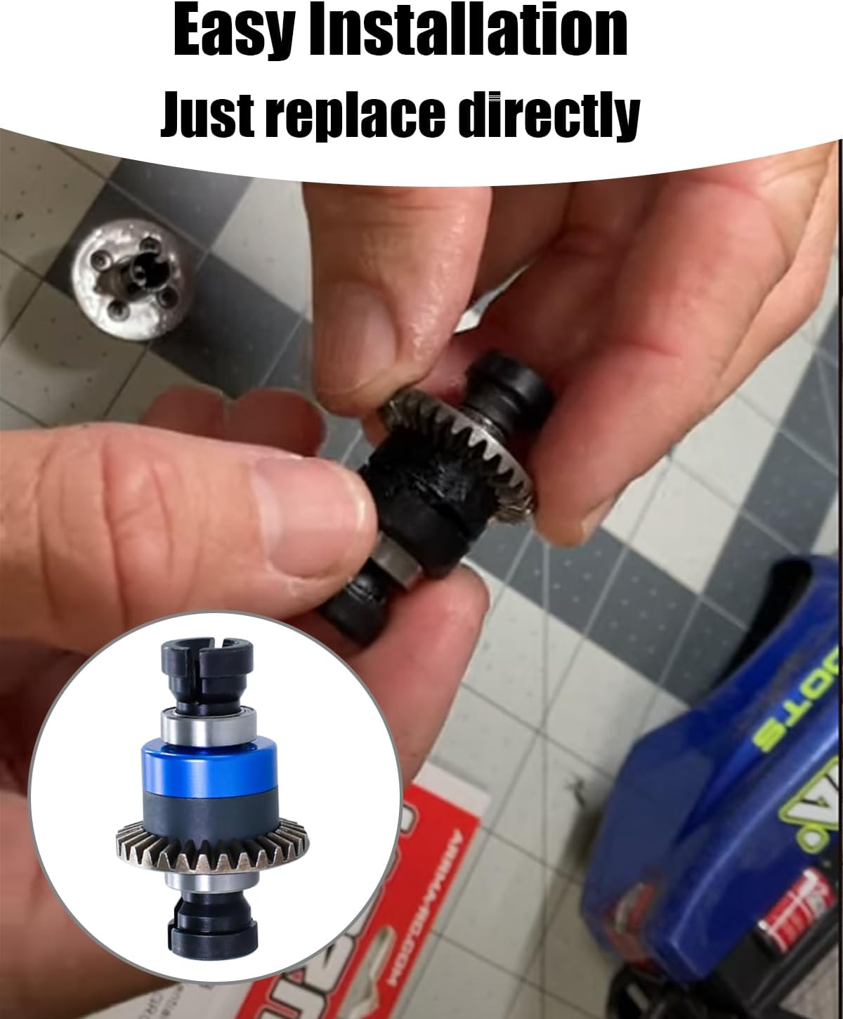Upgraded Aluminum Alloy Steel Assembled Differential 30T 0.8Mod V2 Fit for 1/18 ARRMA GROM Typhon Granite GROM Mini Mojave GROM 2S RC Cars, 2Pcs (Blue)