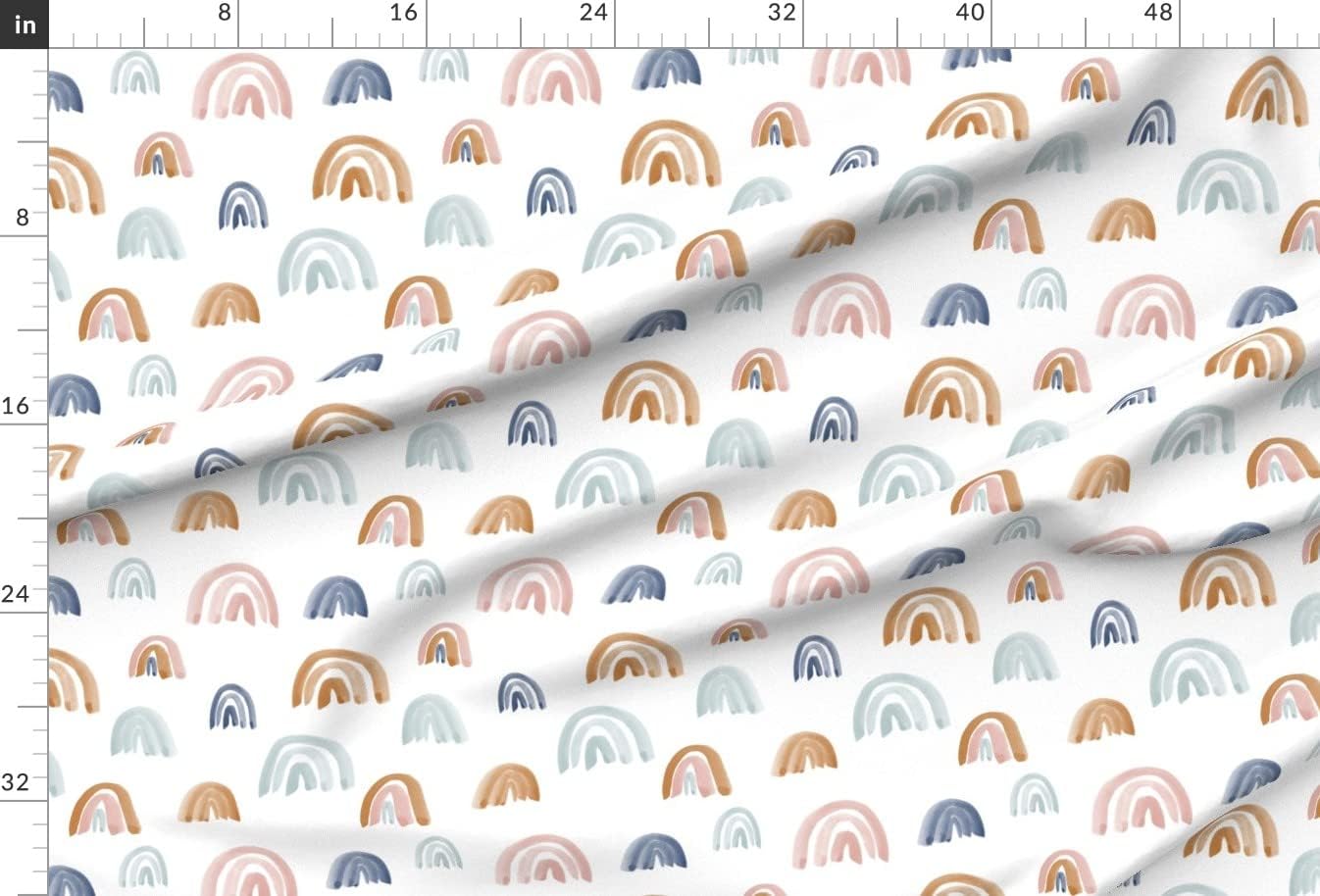 Spoonflower Fabric - Earth Tones Scattered Watercolor Rainbows Pink Mint Hippie Hippy Printed on Minky Fabric by The Yard - Sewing Baby Blankets Quilt Backing Plush