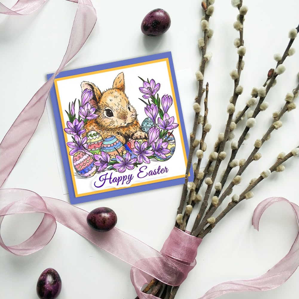 Kit Créatif Pâques - Tampons, Matrices Et Pochoirs Pour Décorer œufs Et Cartes - Motifs Lapins Et Fleurs