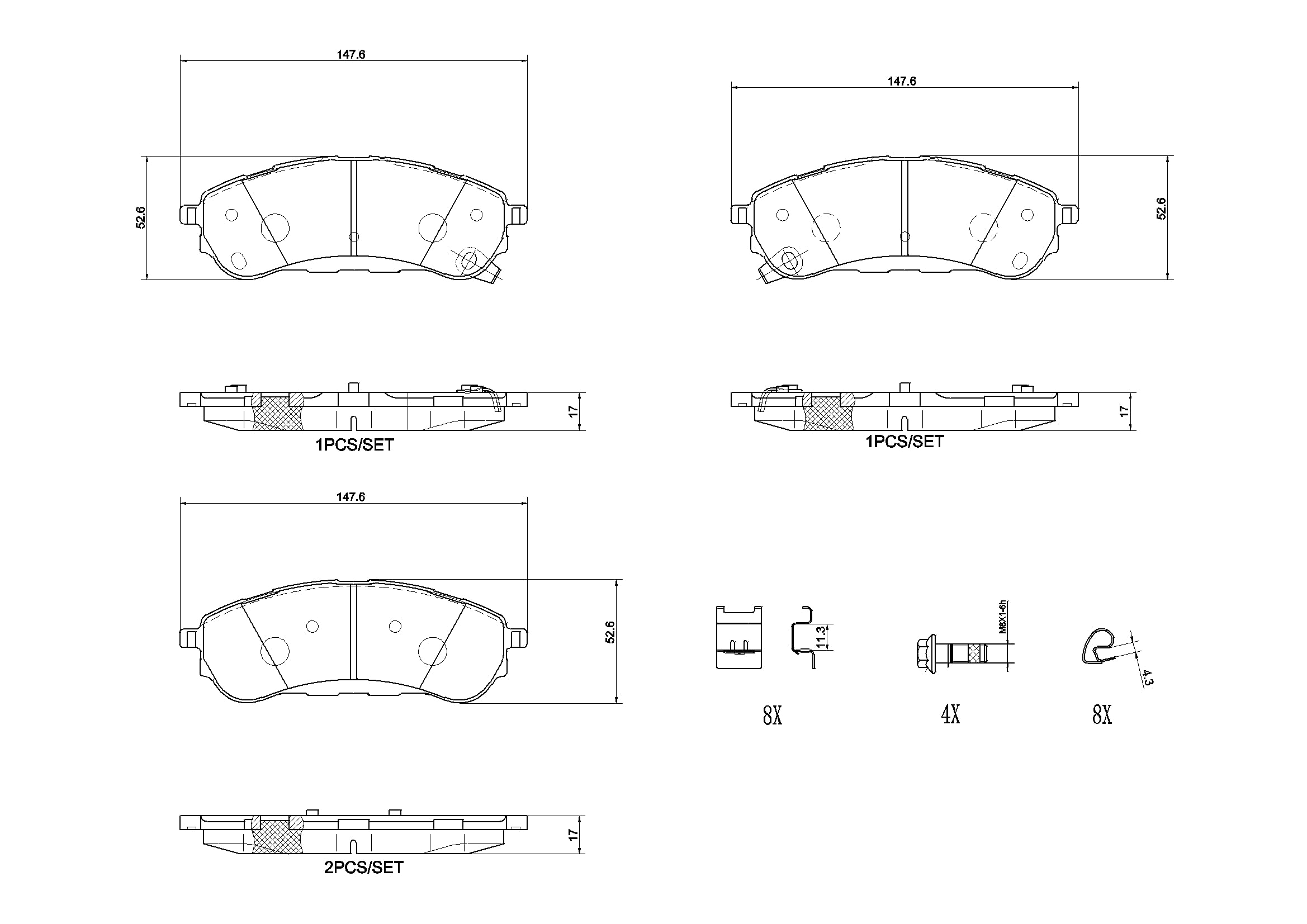 Brembo - Prime - P 24 235 - Pastiglia Freno - Anteriore/Posteriore, set di 4 | Compatibile con: FORD RANGER