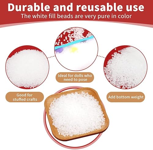 Miniatura 5 de FTEVEN Cuentas de relleno de juguete de 1.54 libras, cuentas de relleno de plástico de alta calidad, cuentas de relleno de polietileno, cuentas de