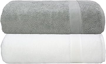 Kit Jogo Toalhas De Banho, 2 Peças, Ícone - Camesa, 100% Algodão Premium, 70x140cm, Alta Absorção, Toque Extra Macio Luxo, 500 g/m² - ALTIHAUS (Branco/Cinza)