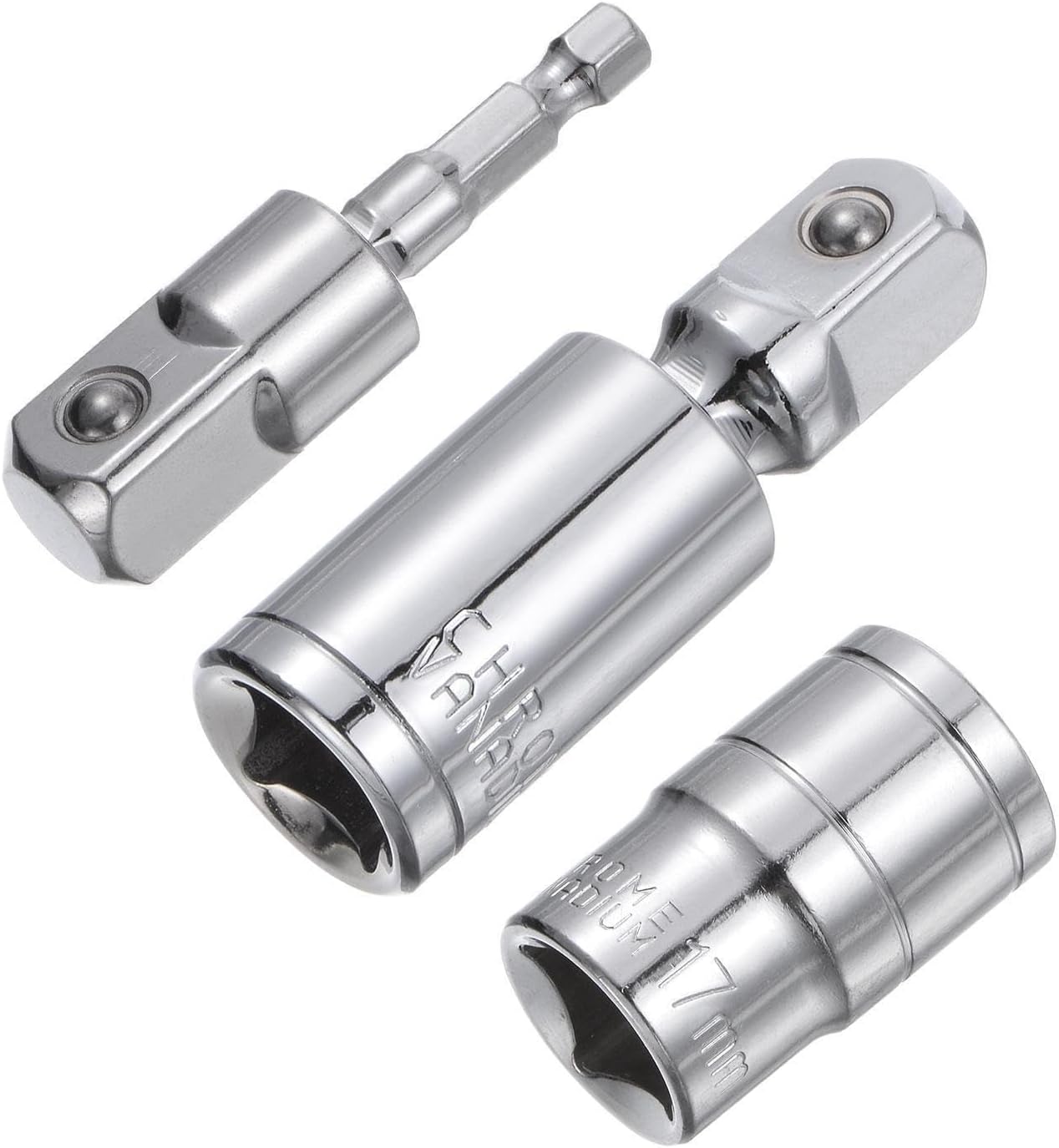 Toolparts And Accessories 1/2" Drive 17mm Shallow Socket Swivel Joints Hex Shank Impact Driver Adaptor Set (#CN#130824-01506)
