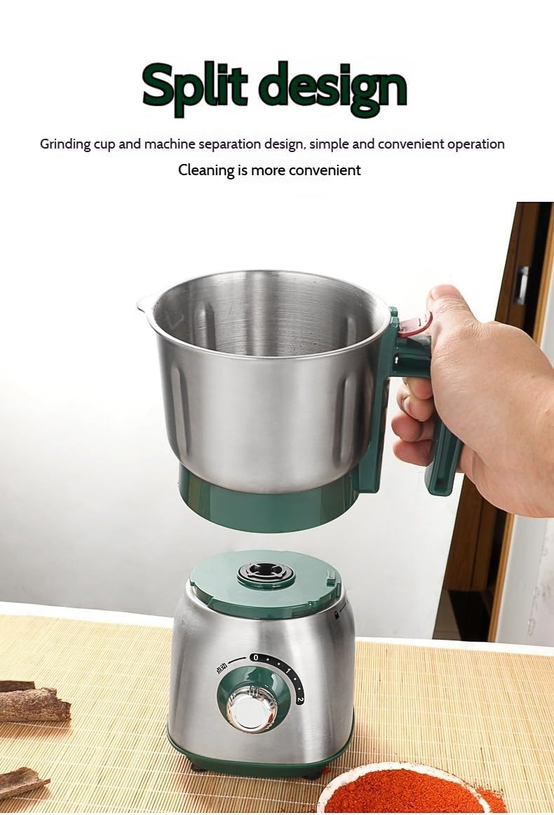 Molinillo doméstico de 500 W, acero inoxidable 304, diseño ajustable de 3 velocidades para moler especias secas, hierbas, granos, café, arroz y pimienta