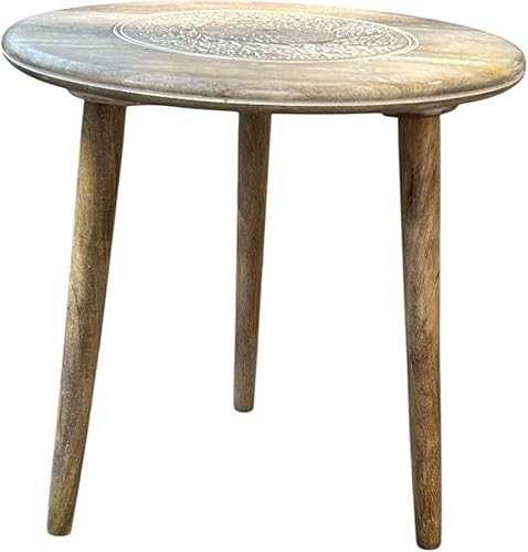 Miniatura 2 de Mesa auxiliar redonda de madera, mesa auxiliar de café para sala de estar, dormitorio, espacios pequeños, fácil de montar, moderna decoración del