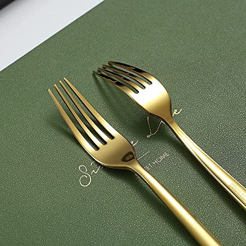 Image of Dinner Forks Food Grade Stainless Steel Silverware Forks,Table Forks,Flatware Forks Mirror Finish & Dishwasher Safe,Use for Home,Kitchen or Restaurant (Gold, Set of 8)