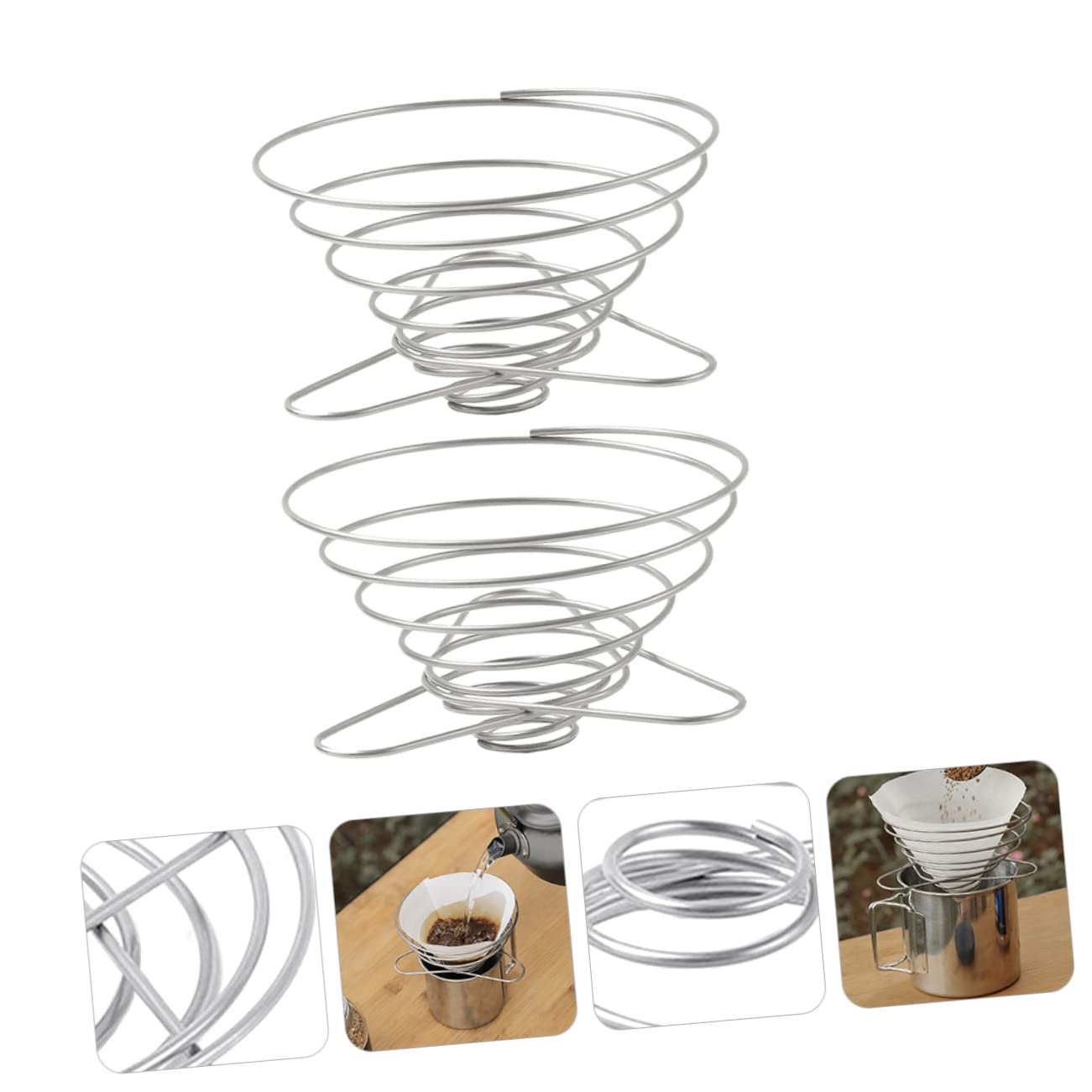 SHINEOFI 3 Series Papel Goteo Colador Pequeño Embudo De Café Canalón Verter Filtrar Cono Maquina De Cafe Cafetera Filtros Británicos Maquina Cafe Plata Acero Inoxidable 2 Piezas X 3