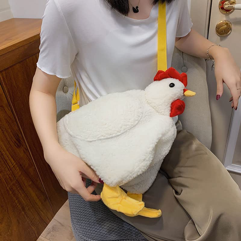 Bolso tote de mujer con peluche de pollo blanco miniatura 2