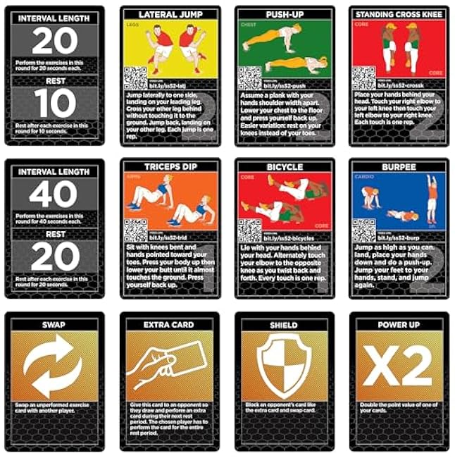 HIIT Interval Workout Game. Designed by Military Fitness Expert. Video Instructions Included. Bodyweight Exercises, No Equipment Needed. Fun and Motivating Training Program.