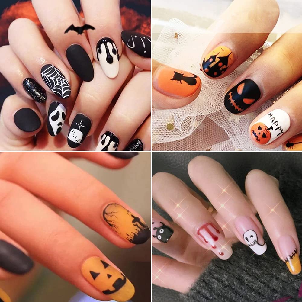 Amazon.com: Halloween Nail Polish Stickers, 196PCS Halloween Nail Wraps  Pumpkin Bat Ghost Spider Witch Nail Design Full Cover Halloween Nail Art  Strips Decals for Halloween Party : Beauty & Personal Care