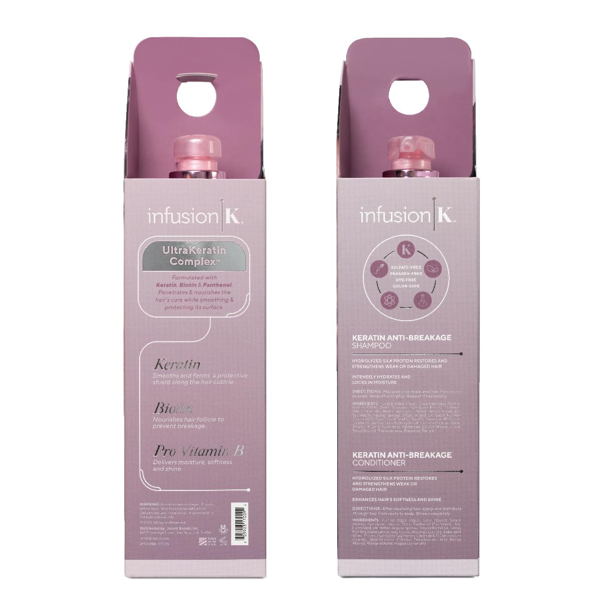 Infusion K Keratin Anti-Breakage Shampoo & Conditioner with UltraKeratin Complex | Hydrates & Strengthens | Enhances Softness & Shine | Color Safe | Paraben, Cruelty, & Sulfate Free - Duo Pack - Image 2